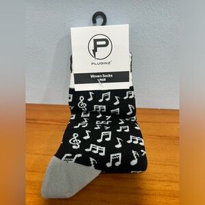 PLUGINZ Music Note Printed Black & White Novelty Socks Concert Musician Music